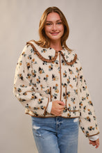 Load image into Gallery viewer, Blue B Floral Print Sherpa Jacket in Brown
