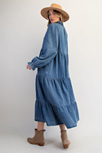 Load image into Gallery viewer, Easel Tiered Maxi Dress in Washed Denim ON ORDER
