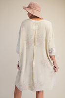 Easel Floral Print Terry Dress in Natural