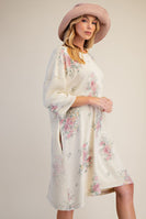 Easel Floral Print Terry Dress in Natural