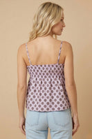 J.nna Dot-Print Ruffled Babydoll Camisole in Purple Dot