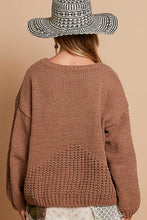 Load image into Gallery viewer, POL Chenille Knit Sweater with Multi Colored Flower Appliques in Mocha ON ORDER
