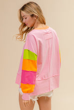 Load image into Gallery viewer, BiBi Colorblock Lightweight Top in Pink/Kiwi/Orange/Hot Pink
