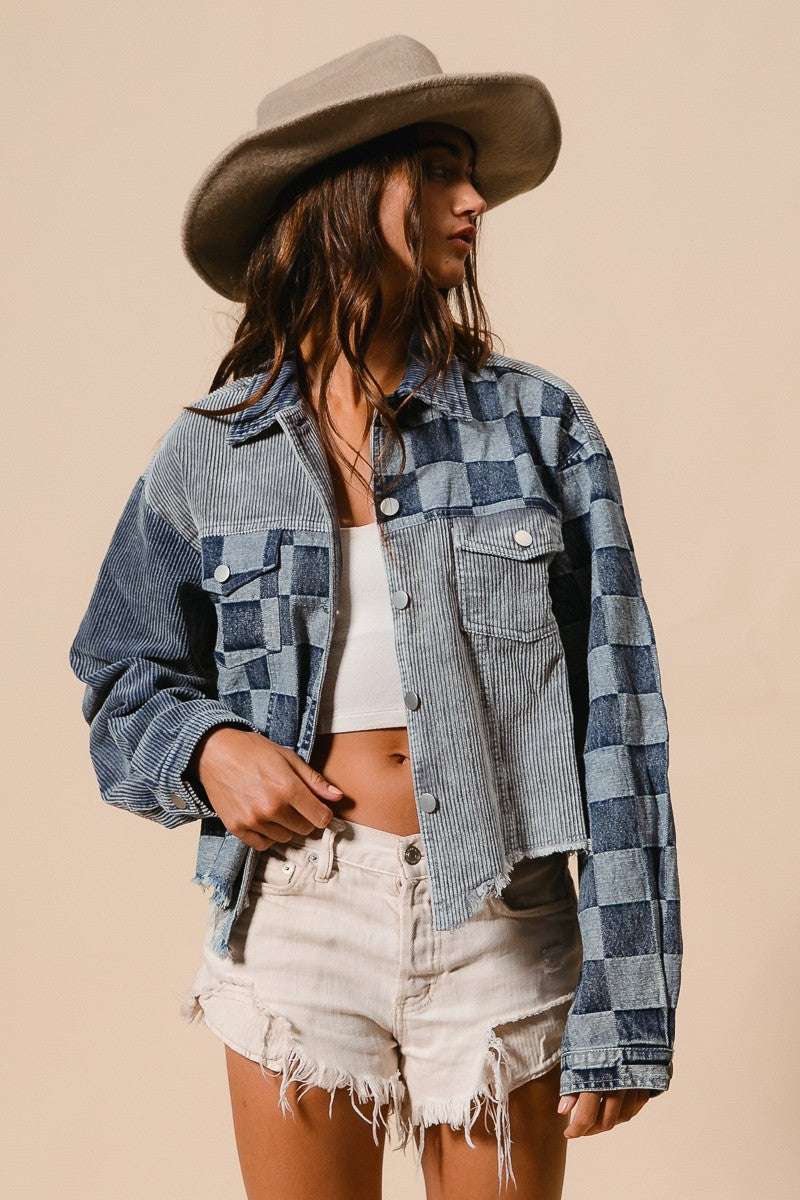 BiBi Corduroy and Checker Denim Mix n Match Jacket – June Adel