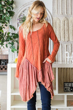 Load image into Gallery viewer, Oli &amp; Hali Mixed Fabric Tunic Top in Brick Shirts &amp; Tops Oli &amp; Hali   
