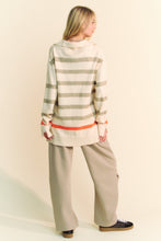 Load image into Gallery viewer, Davi &amp; Dani Striped Loose Fit Collared Sweater in Cream Beige
