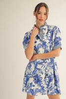 Jodifl Tropical Floral Print Dress in Royal