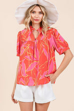 Load image into Gallery viewer, Mittoshop Leaf Print Babydoll Top in Coral Combo
