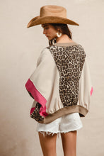 Load image into Gallery viewer, BiBi Oversized Leopard and Mixed Knit Top in Pink/Leopard
