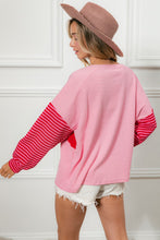 Load image into Gallery viewer, BiBi Mixed Textured Top with Flower Patch in Pink
