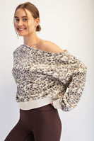 Rae Mode Animal Print French Terry Tops in Brown