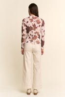 Davi & Dani Sheer Mesh Top in Cow Print