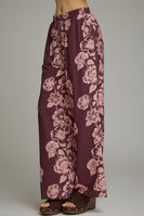 Entro Floral Print Wide Leg Pants in Plum