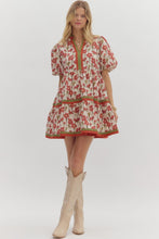 Load image into Gallery viewer, Entro Floral Print Tiered Mini Dress in Rust
