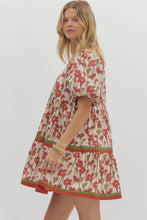 Load image into Gallery viewer, Entro Floral Print Tiered Mini Dress in Rust
