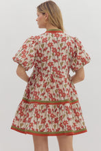 Load image into Gallery viewer, Entro Floral Print Tiered Mini Dress in Rust

