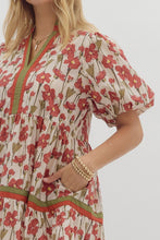 Load image into Gallery viewer, Entro Floral Print Tiered Mini Dress in Rust
