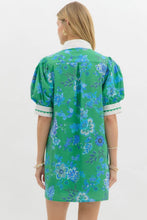 Load image into Gallery viewer, Entro A-Line Floral Print Mini Dress in Green
