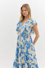 Load image into Gallery viewer, Entro Botanical Floral Print Midi Dress in Blue
