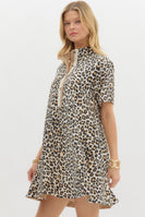 Entro Leopard Print Mini Dress in Camel