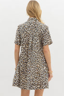 Entro Leopard Print Mini Dress in Camel