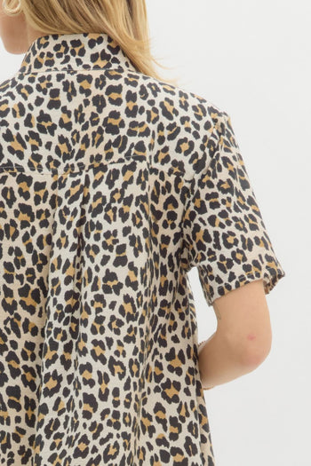 Entro Leopard Print Mini Dress in Camel