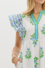 Load image into Gallery viewer, Entro Contrasting Floral print Midi Dress with Banded Accents in Off White
