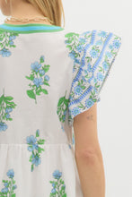 Load image into Gallery viewer, Entro Contrasting Floral print Midi Dress with Banded Accents in Off White

