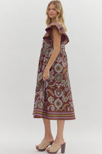 Load image into Gallery viewer, Entro Multi Mixed Print Midi Dress in Red Bean
