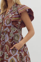 Load image into Gallery viewer, Entro Multi Mixed Print Midi Dress in Red Bean
