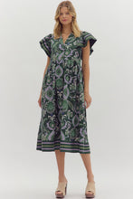 Load image into Gallery viewer, Entro Multi Mixed Print Midi Dress in Green
