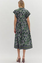 Load image into Gallery viewer, Entro Multi Mixed Print Midi Dress in Green
