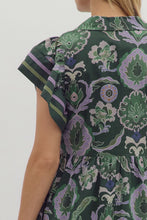 Load image into Gallery viewer, Entro Multi Mixed Print Midi Dress in Green
