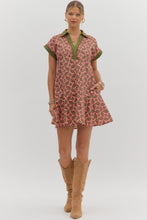 Load image into Gallery viewer, Entro Abstract Print Mini Dress in Terra Cotta
