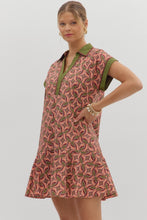 Load image into Gallery viewer, Entro Abstract Print Mini Dress in Terra Cotta
