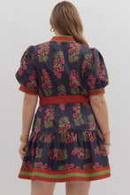 Load image into Gallery viewer, Entro Floral Print Belted Mini Dress in Black

