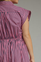 Load image into Gallery viewer, Entro Striped Tie-Front Midi Dress in Pink Pine
