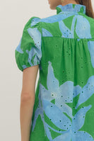 entro Botanical Floral Print Midi Dress in Green
