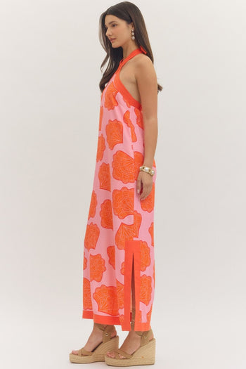 entro Shell Print Halter Neck Maxi Dress in Pink June Adel entro Shell Print Halter Neck Maxi Dress in Pink June Adel