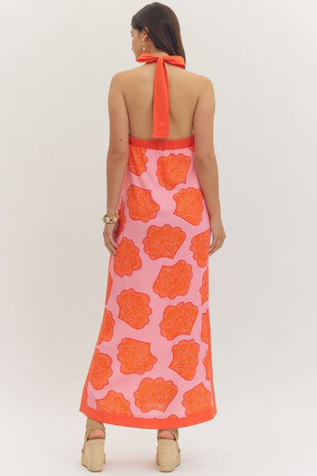 entro Shell Print Halter Neck Maxi Dress in Pink June Adel entro Shell Print Halter Neck Maxi Dress in Pink June Adel