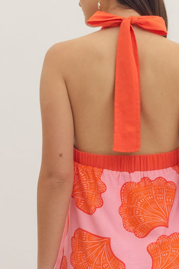entro Shell Print Halter Neck Maxi Dress in Pink – June Adel