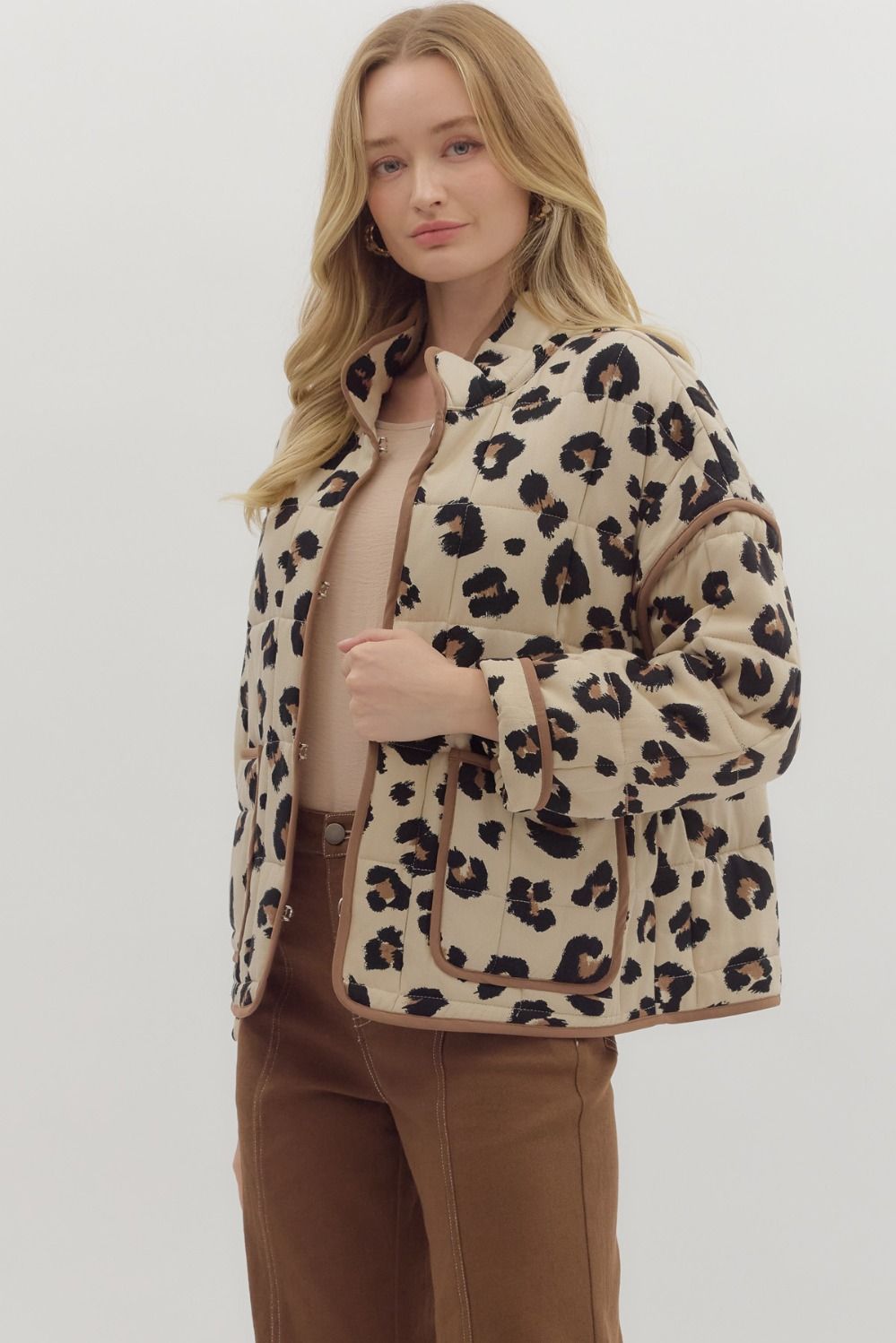 youser Leopard Jacket 切替ジャケット ユーザー L Entro Leopard Print Quilted Puff Jacket in Animal – June Adel