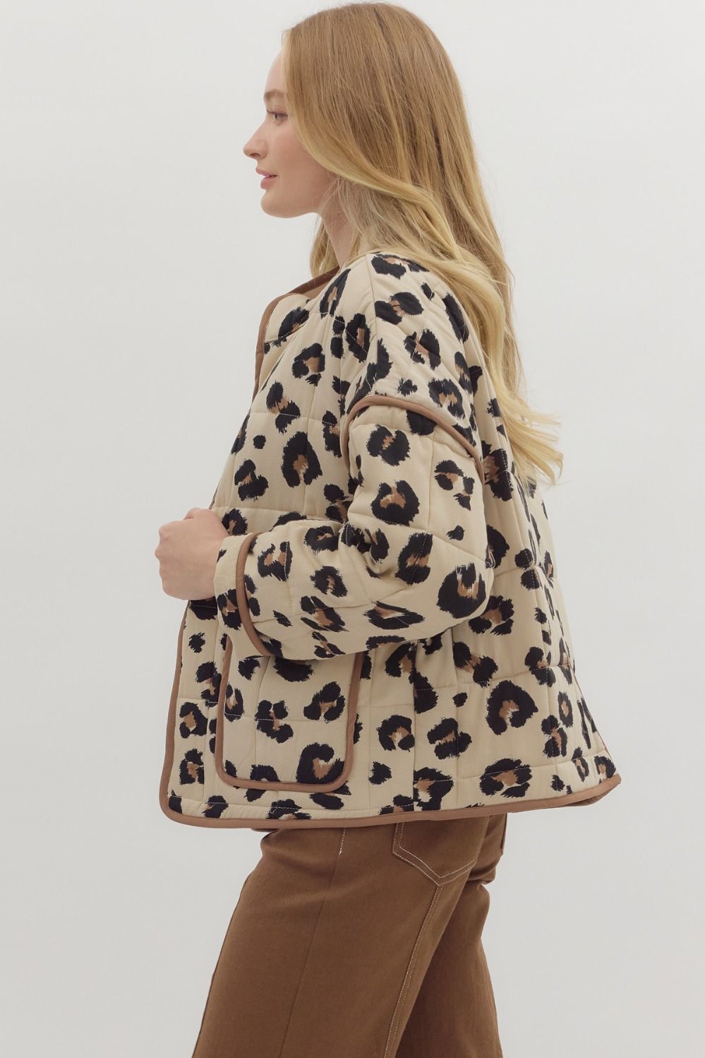 Entro Leopard Print Quilted Puff Jacket in Animal – June Adel