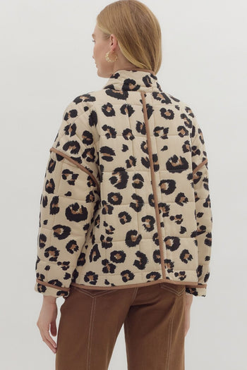 Entro Leopard Print Quilted Puff Jacket in Animal