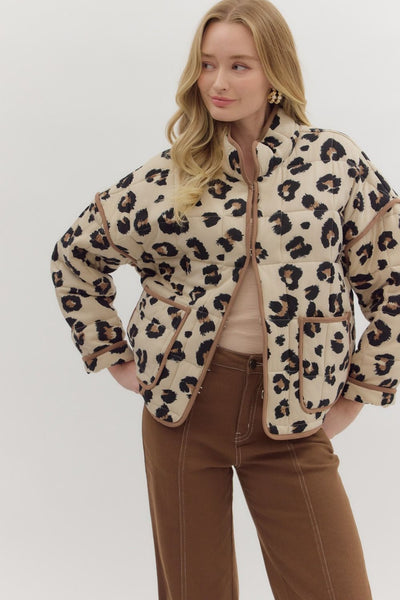 Entro Leopard Print Quilted Puff Jacket in Animal – June Adel