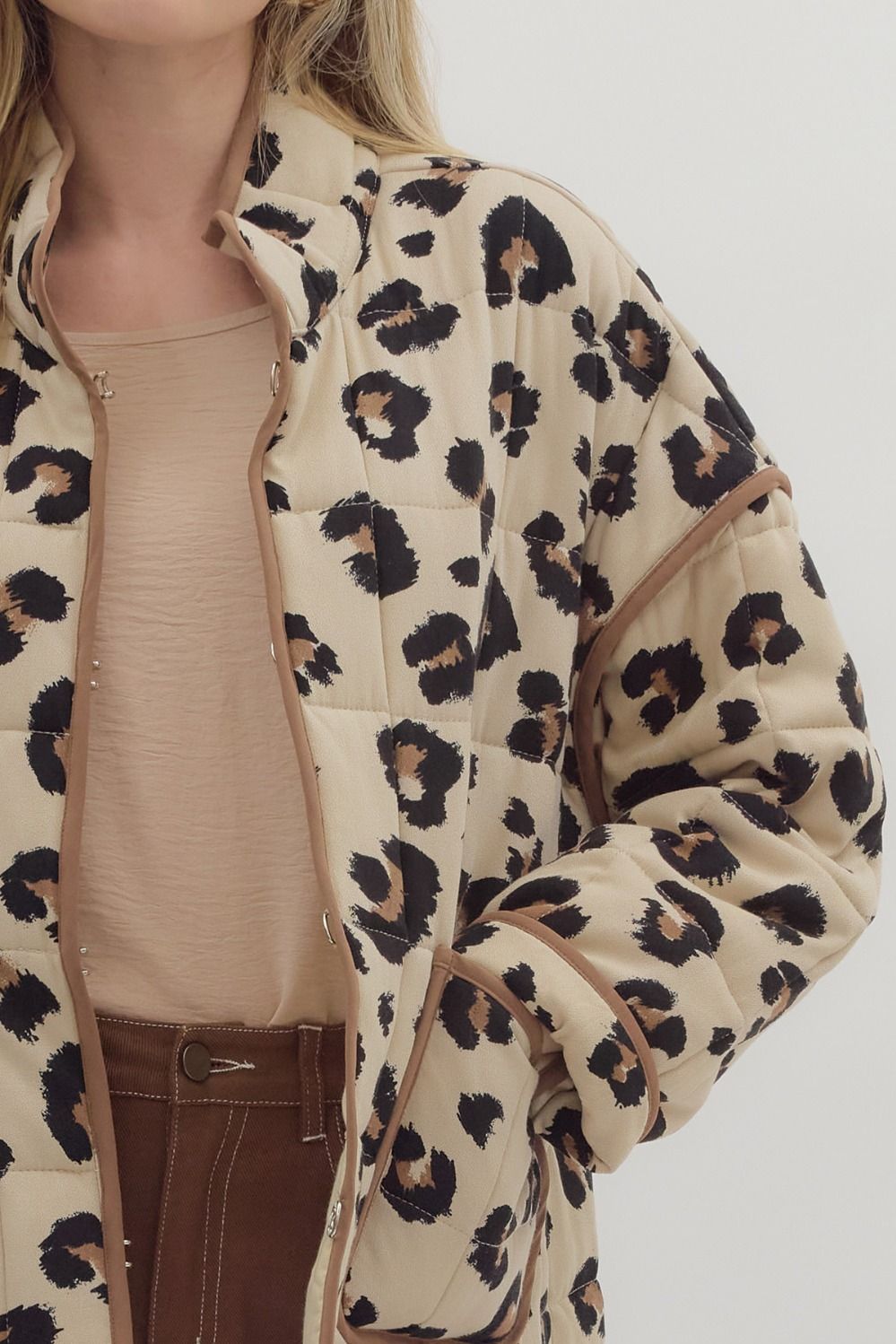Entro Leopard Print Quilted Puff Jacket in Animal – June Adel