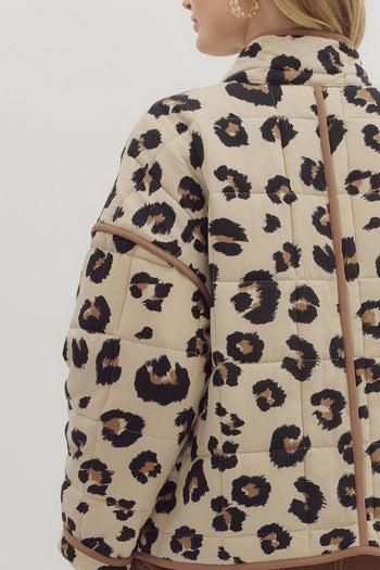 Entro Leopard Print Quilted Puff Jacket in Animal