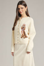 Load image into Gallery viewer, Entro Dog Graphic Long Sleeve Cardigan in Cream

