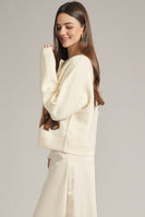 Entro Dog Graphic Long Sleeve Cardigan in Cream