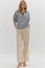 Load image into Gallery viewer, Entro Contrasting Striped Pattern Dolman Top in Navy
